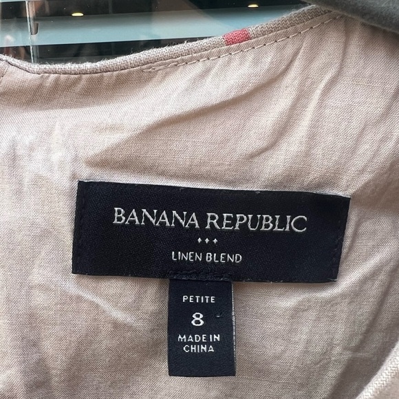 Banana Republic Women's Multicolored Striped Linen Cutout Midi Dress Size 8P - Picture 4 of 10